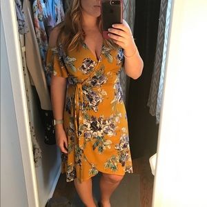 Cold shoulder wrap dress